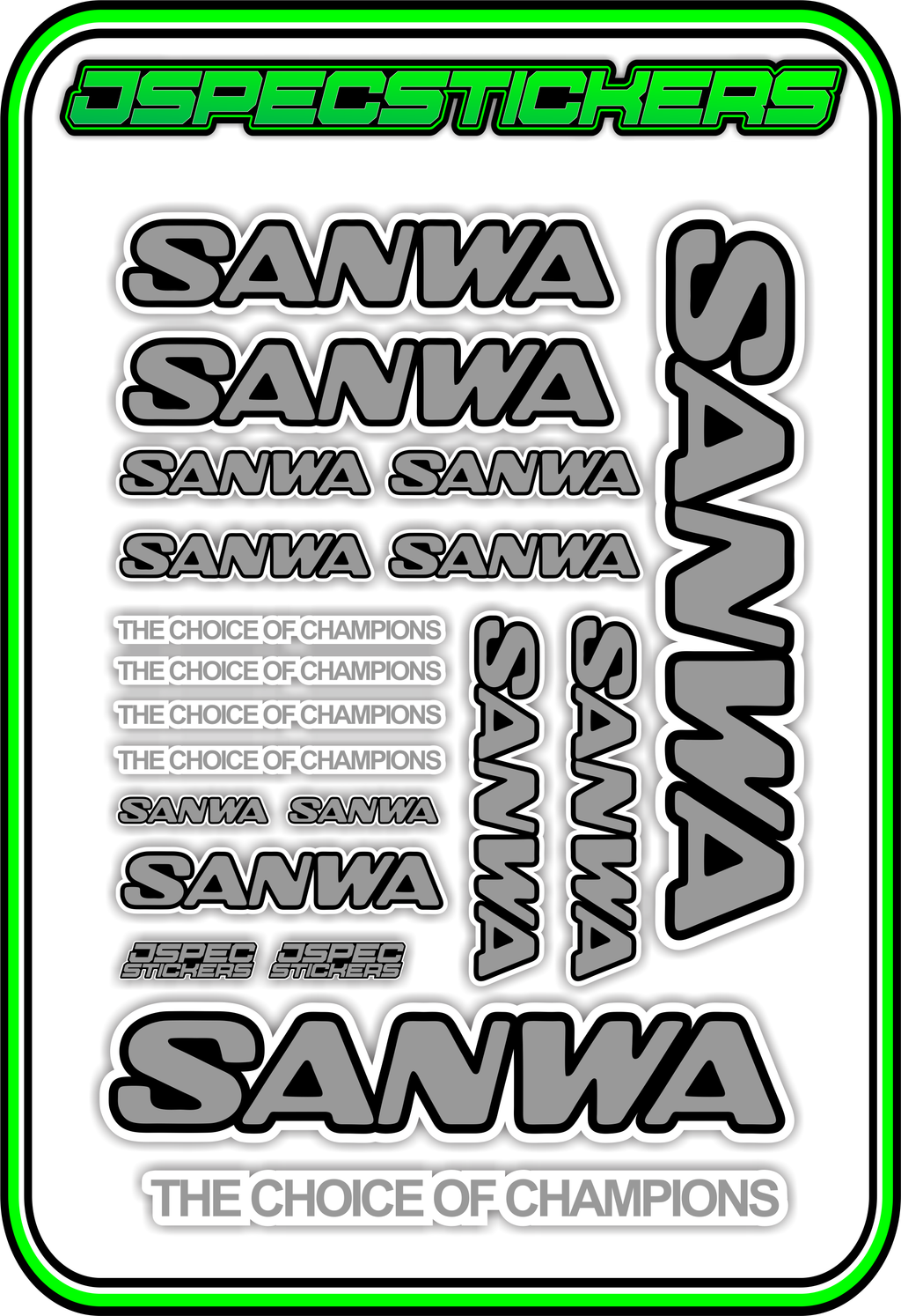 SANWA RC STICKER SHEET A5 - Jspec Stickers