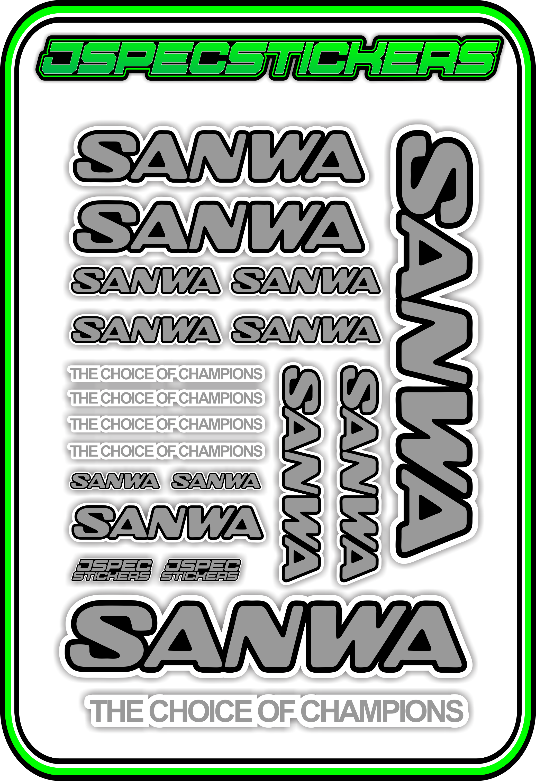 SANWA RC STICKER SHEET A5 - Jspec Stickers