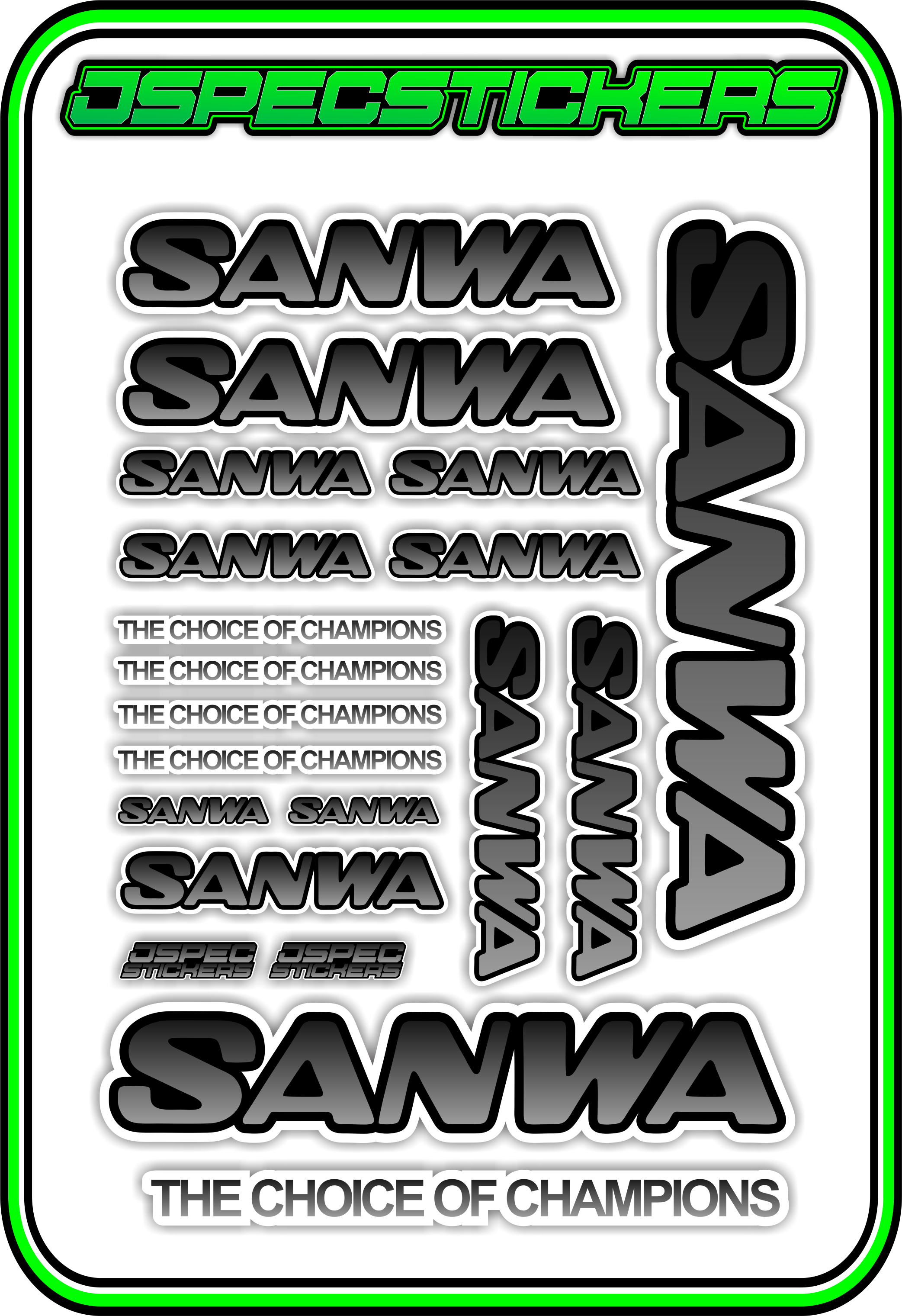 SANWA RC STICKER SHEET A5 - Jspec Stickers