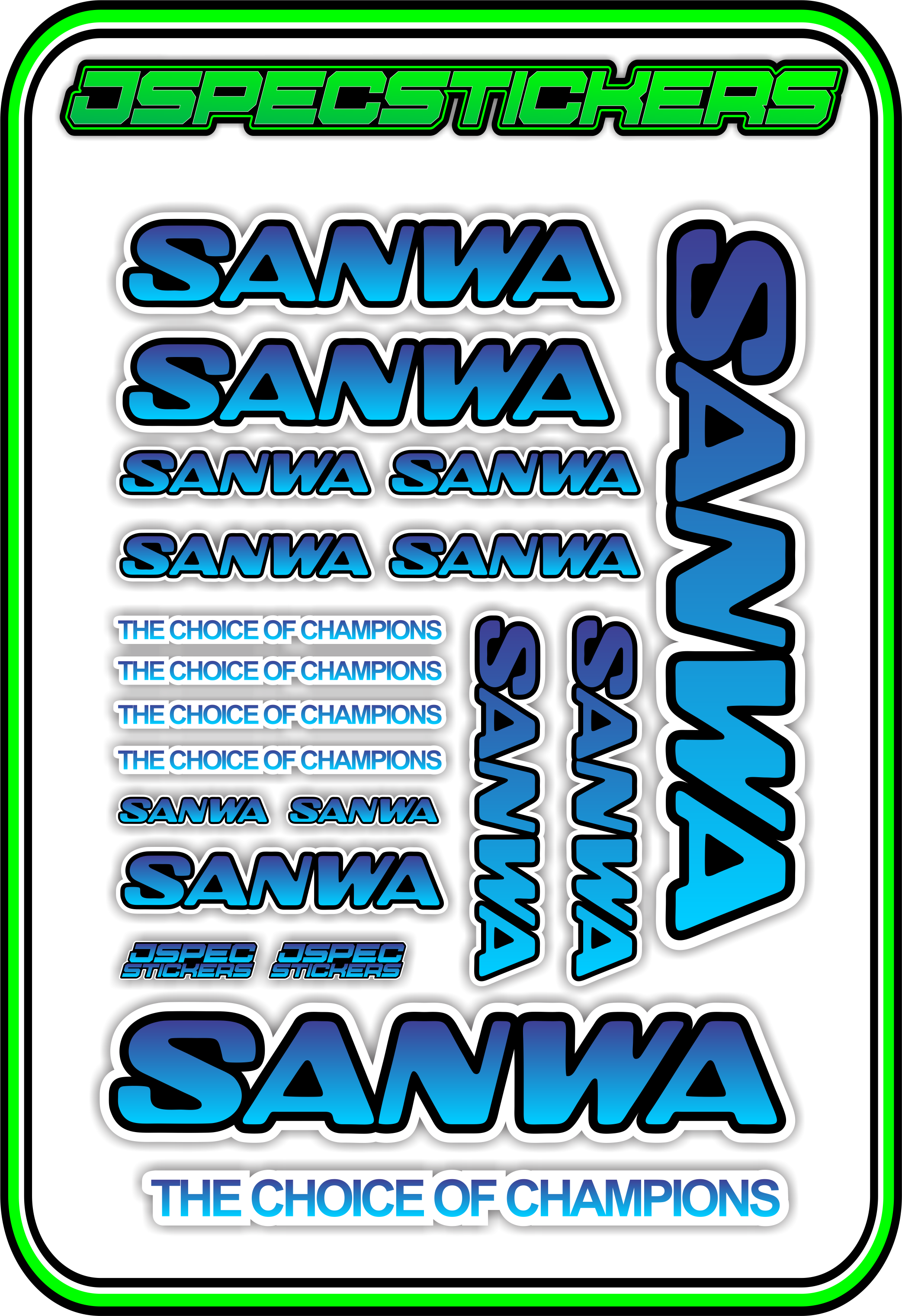SANWA RC STICKER SHEET A5 - Jspec Stickers