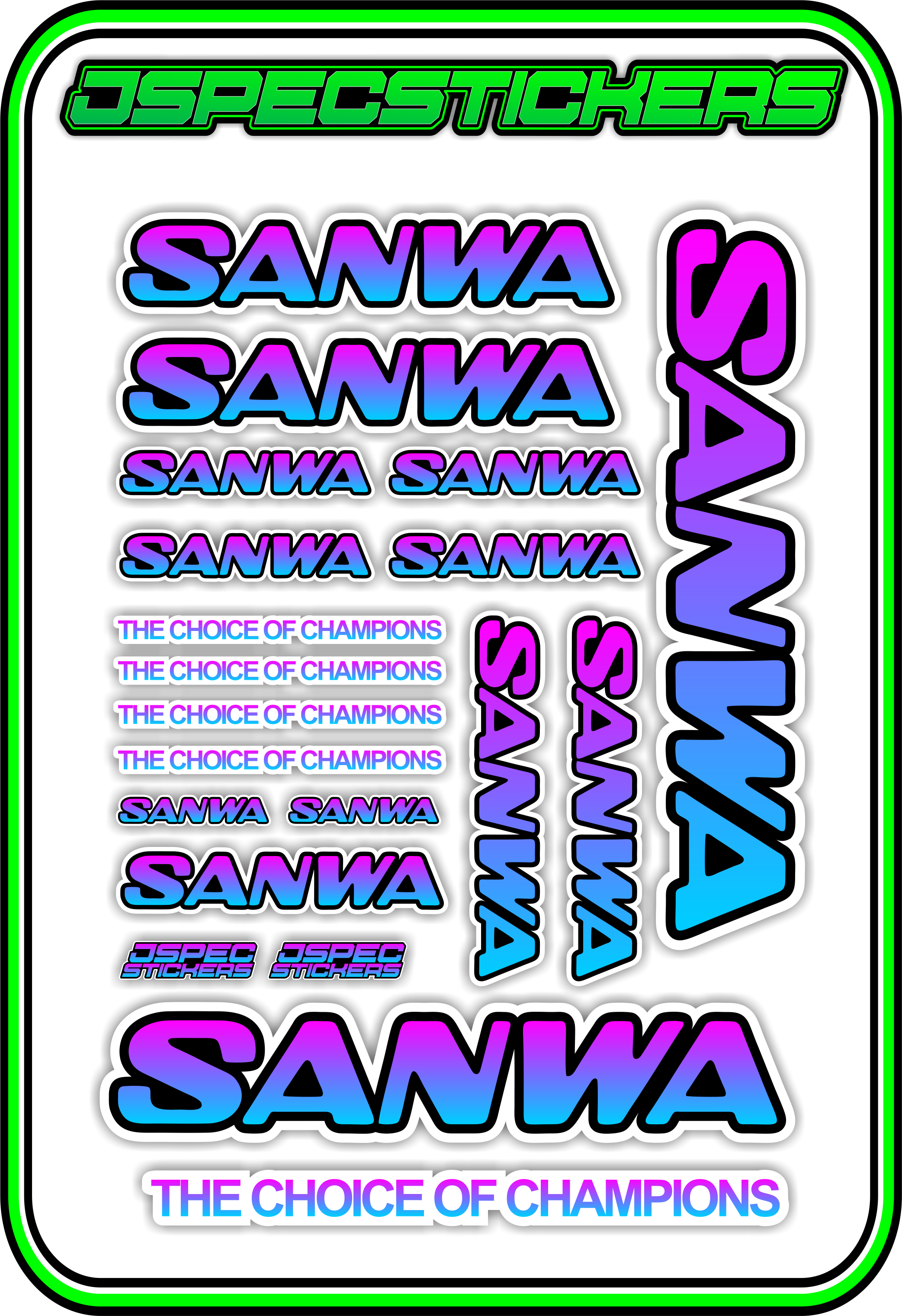 SANWA RC STICKER SHEET A5 - Jspec Stickers