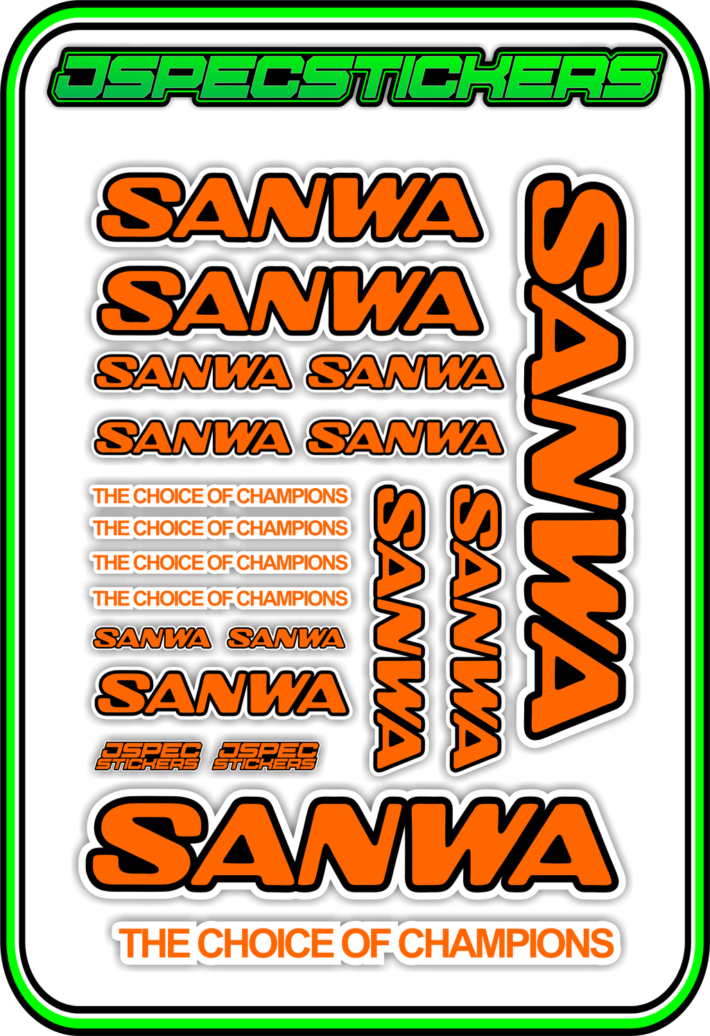 SANWA RC STICKER SHEET A5 - Jspec Stickers
