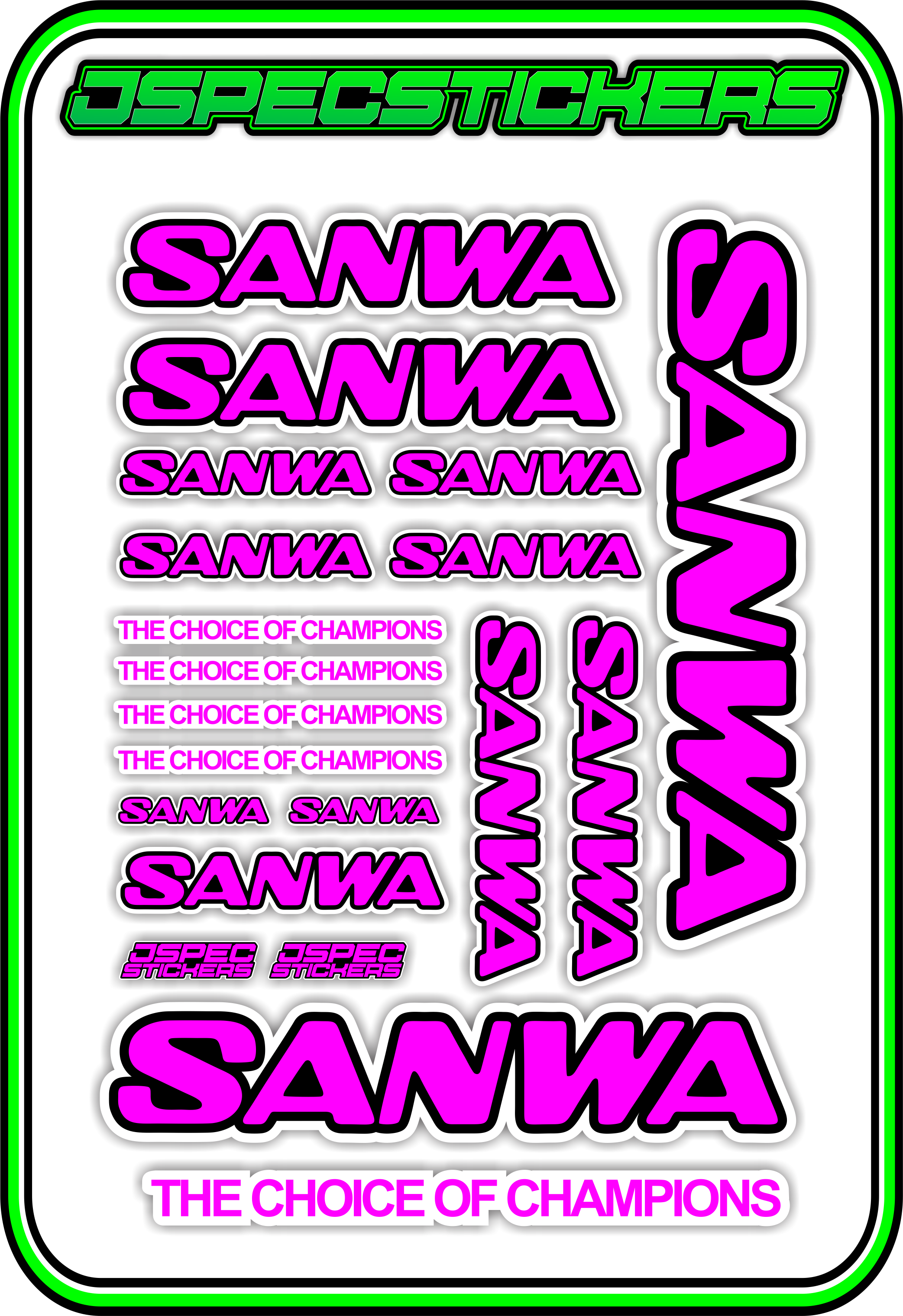 SANWA RC STICKER SHEET A5 - Jspec Stickers