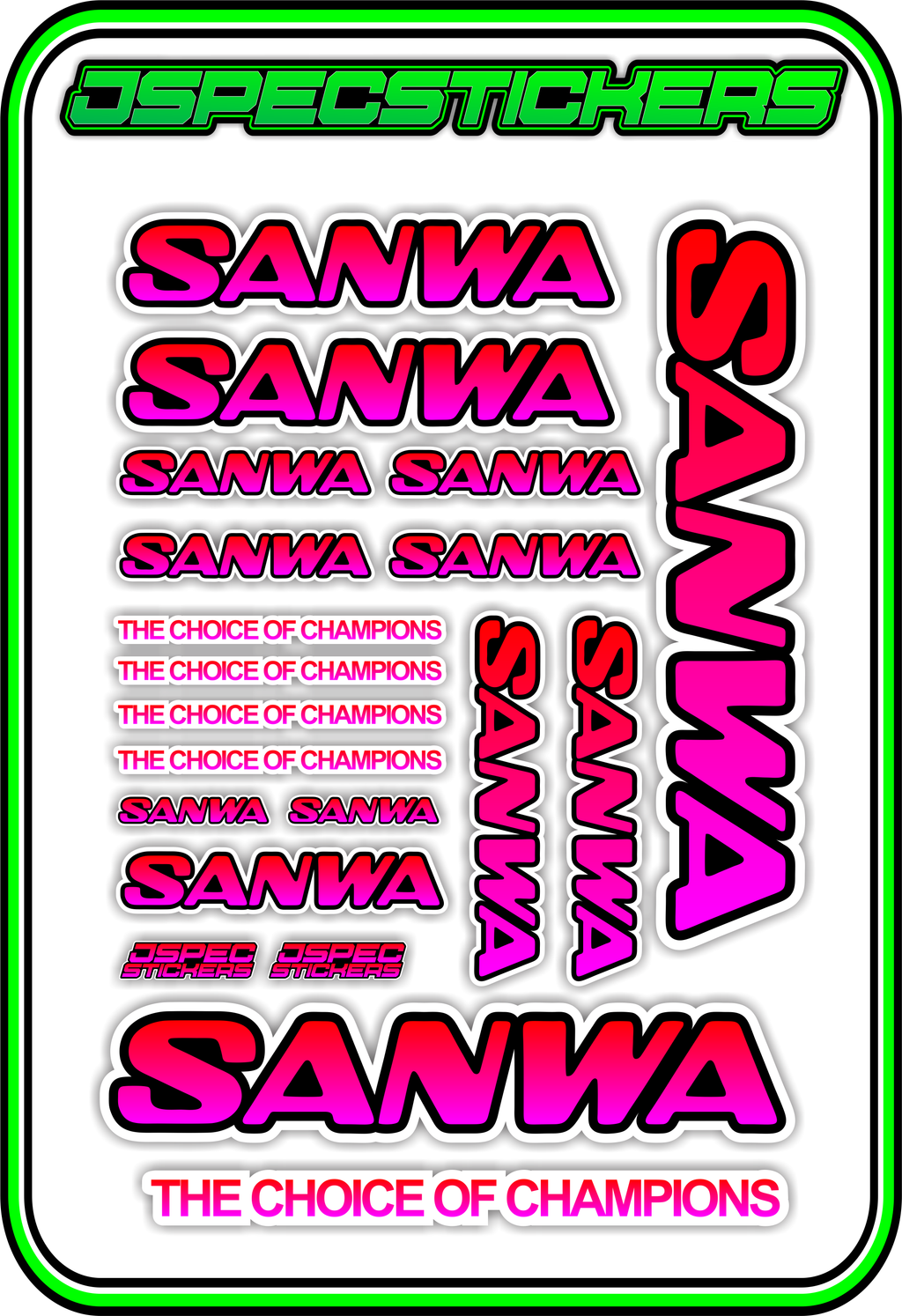 SANWA RC STICKER SHEET A5 - Jspec Stickers