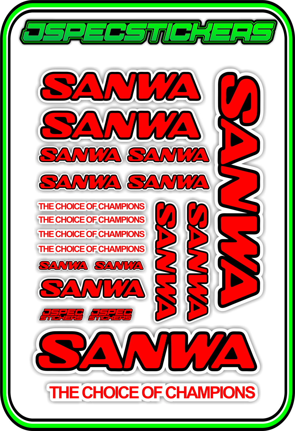SANWA RC STICKER SHEET A5 - Jspec Stickers