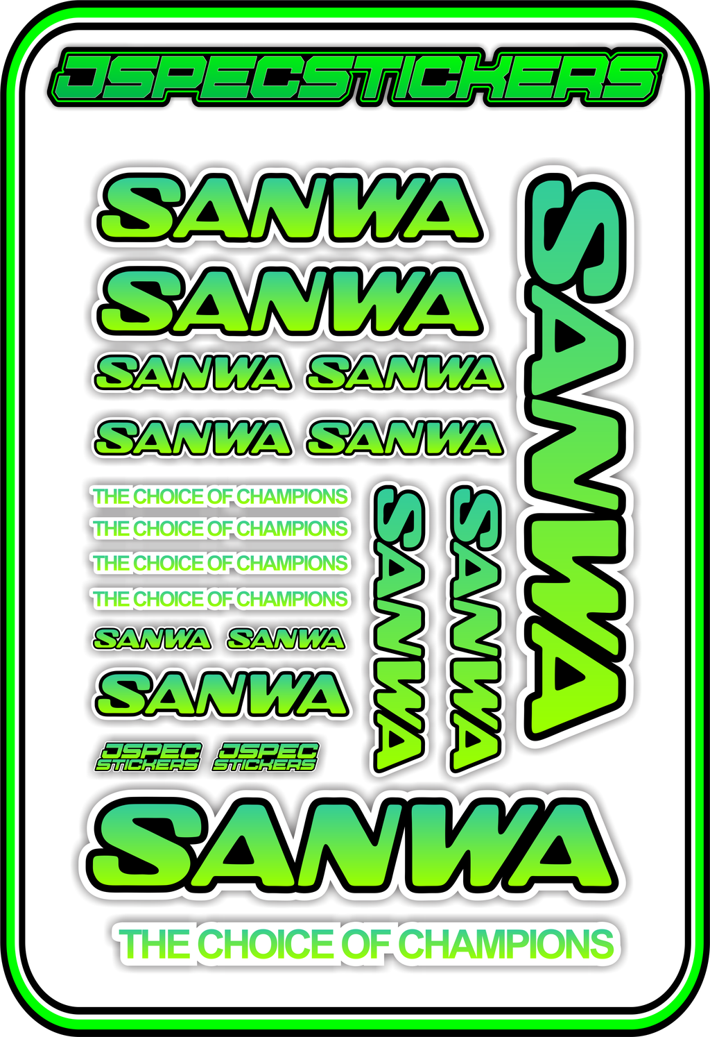 SANWA RC STICKER SHEET A5 - Jspec Stickers