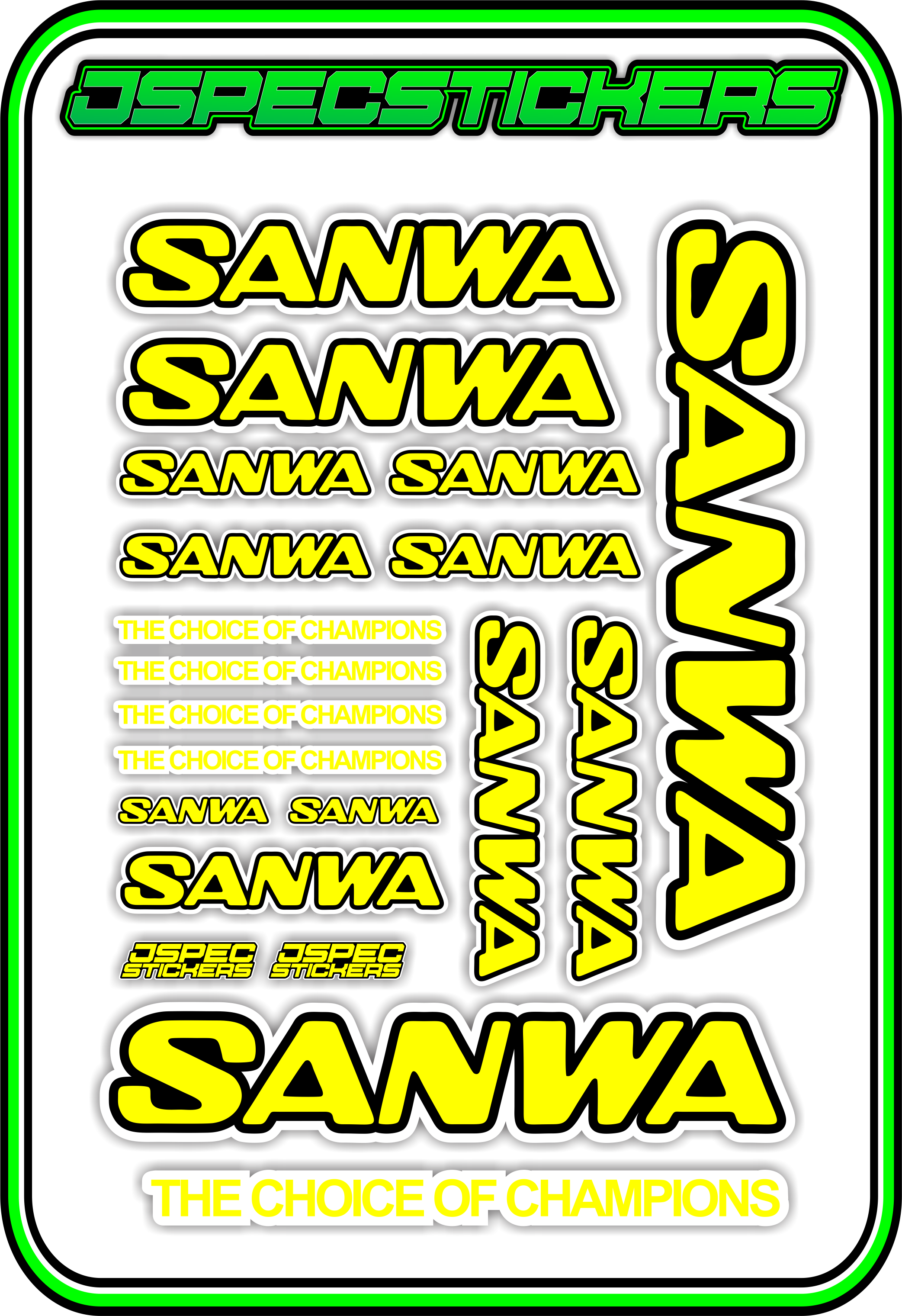 SANWA RC STICKER SHEET A5 - Jspec Stickers