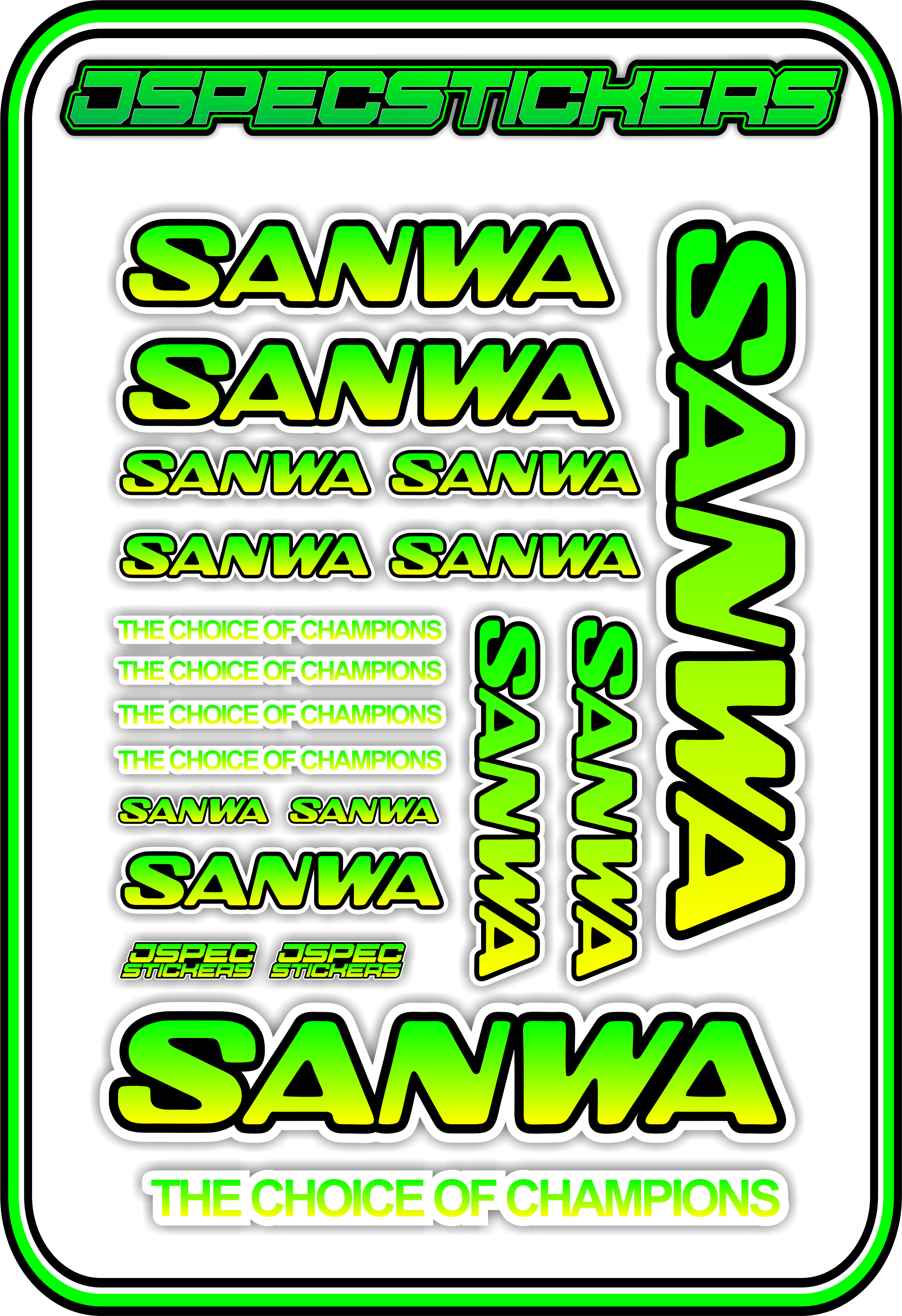 SANWA RC STICKER SHEET A5 - Jspec Stickers