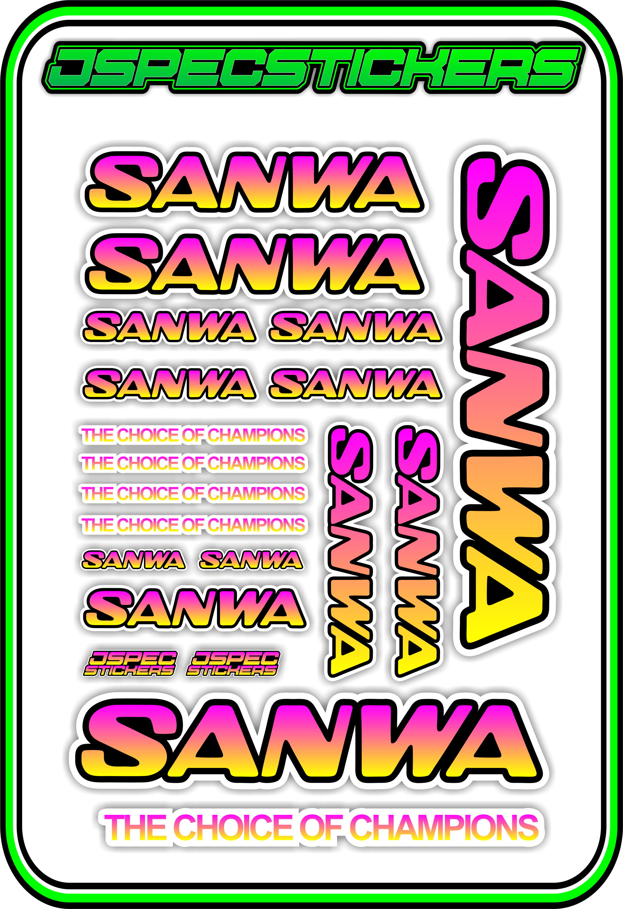 SANWA RC STICKER SHEET A5 - Jspec Stickers