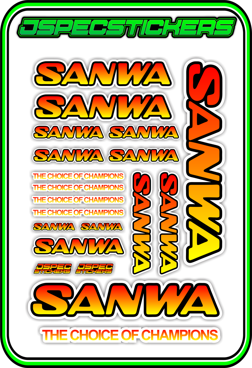 SANWA RC STICKER SHEET A5 - Jspec Stickers