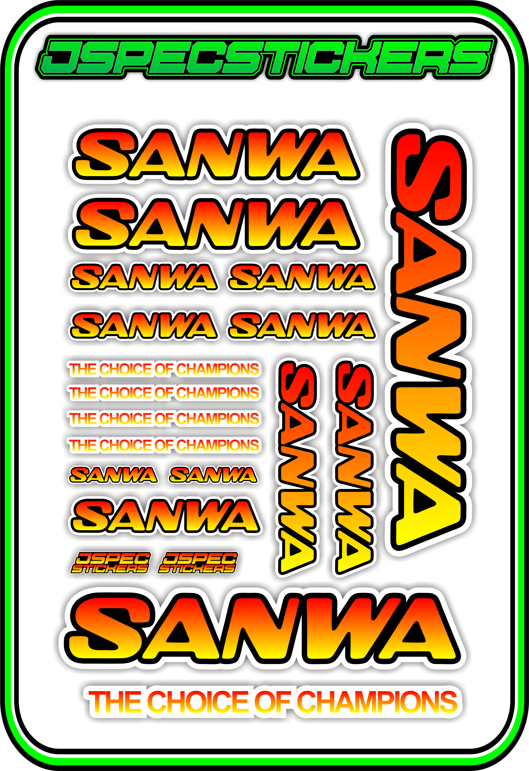 SANWA RC STICKER SHEET A5 - Jspec Stickers