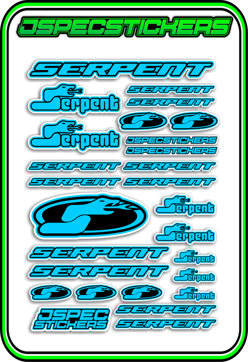 SERPENT RC STICKER SHEET A5 - Jspec Stickers