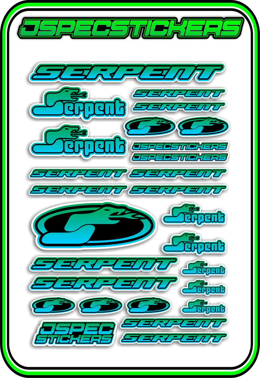 SERPENT RC STICKER SHEET A5 - Jspec Stickers