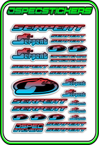 SERPENT RC STICKER SHEET A5 - Jspec Stickers