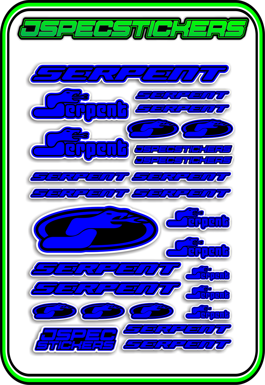 SERPENT RC STICKER SHEET A5 - Jspec Stickers