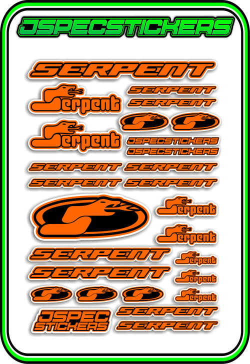 SERPENT RC STICKER SHEET A5 - Jspec Stickers