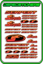 SERPENT RC STICKER SHEET A5 - Jspec Stickers