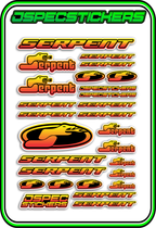 SERPENT RC STICKER SHEET A5 - Jspec Stickers