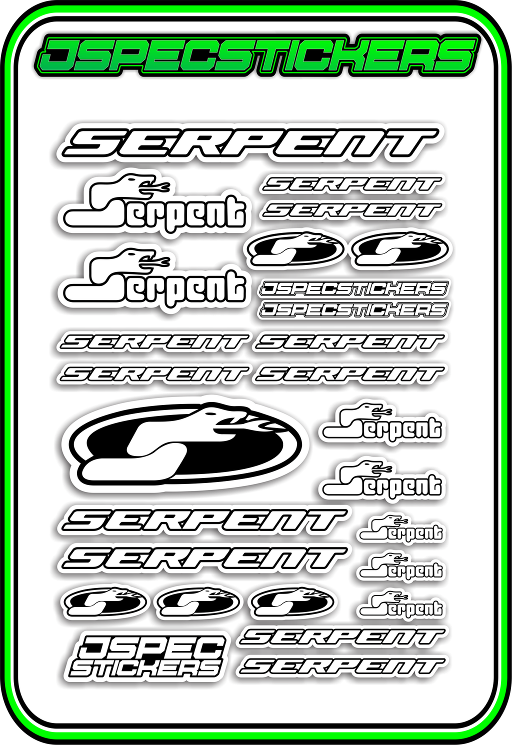 SERPENT RC STICKER SHEET A5 - Jspec Stickers