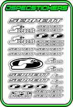 SERPENT RC STICKER SHEET A5 - Jspec Stickers