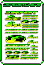 SERPENT RC STICKER SHEET A5 - Jspec Stickers