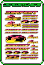 SERPENT RC STICKER SHEET A5 - Jspec Stickers