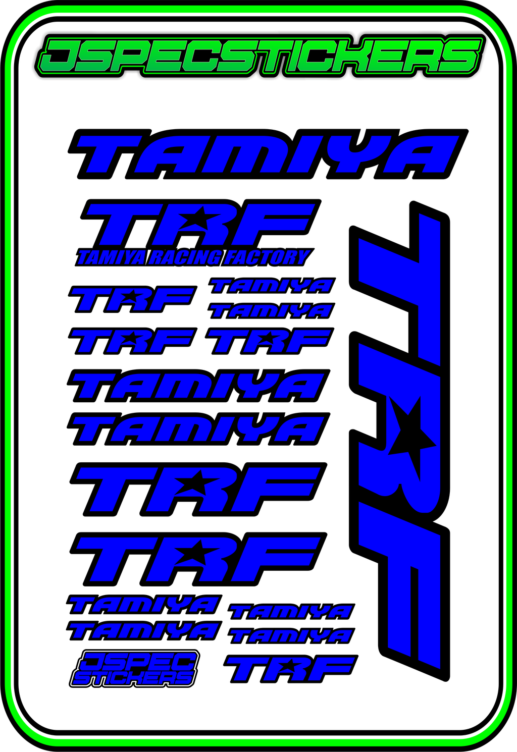 TAMIYA TRF RC STICKER SHEET A5 - Jspec Stickers
