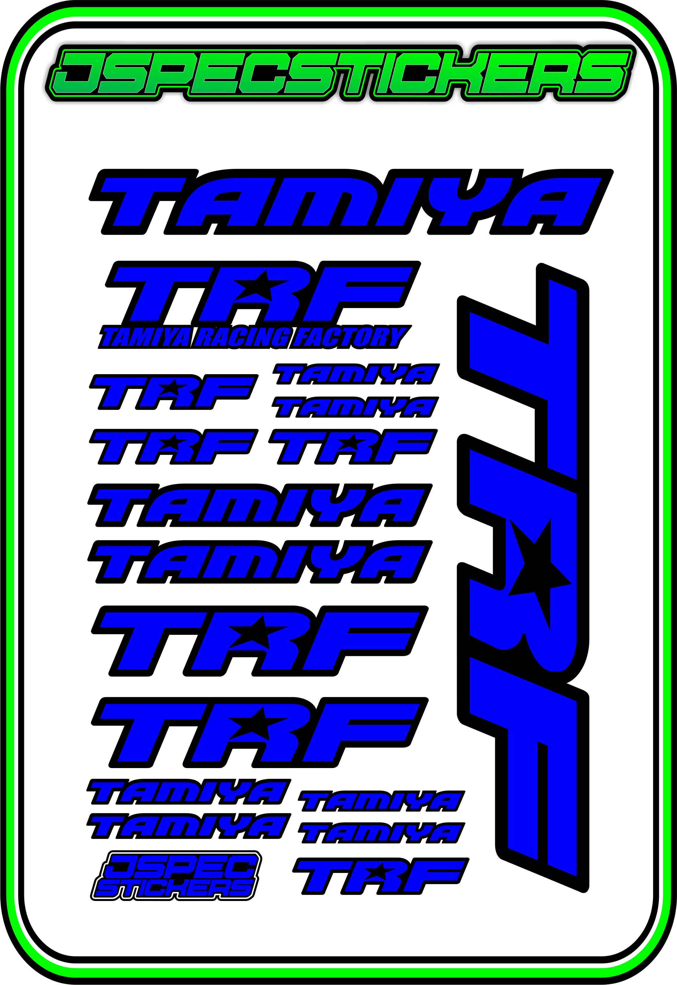 TAMIYA TRF RC STICKER SHEET A5 - Jspec Stickers