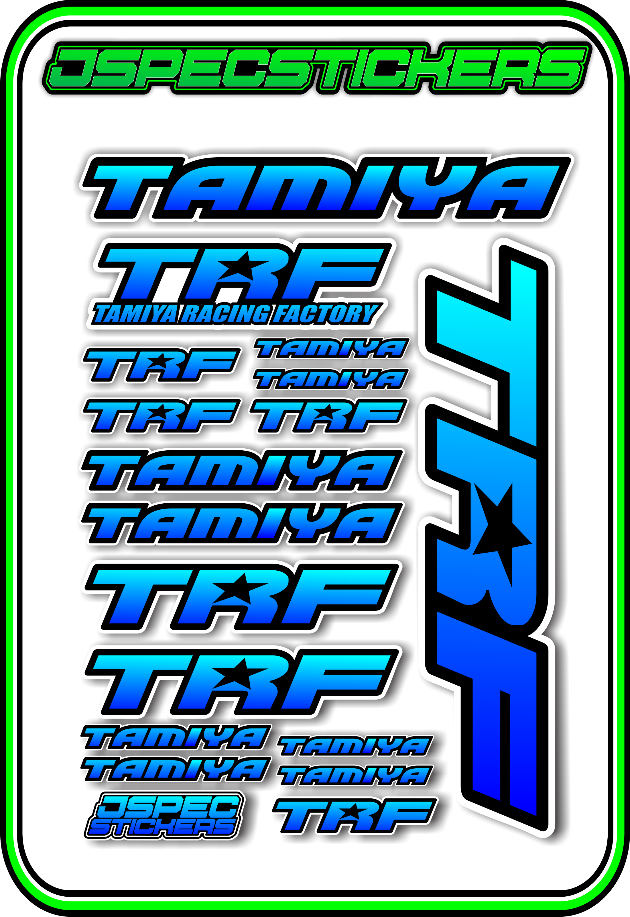 TAMIYA TRF RC STICKER SHEET A5 - Jspec Stickers