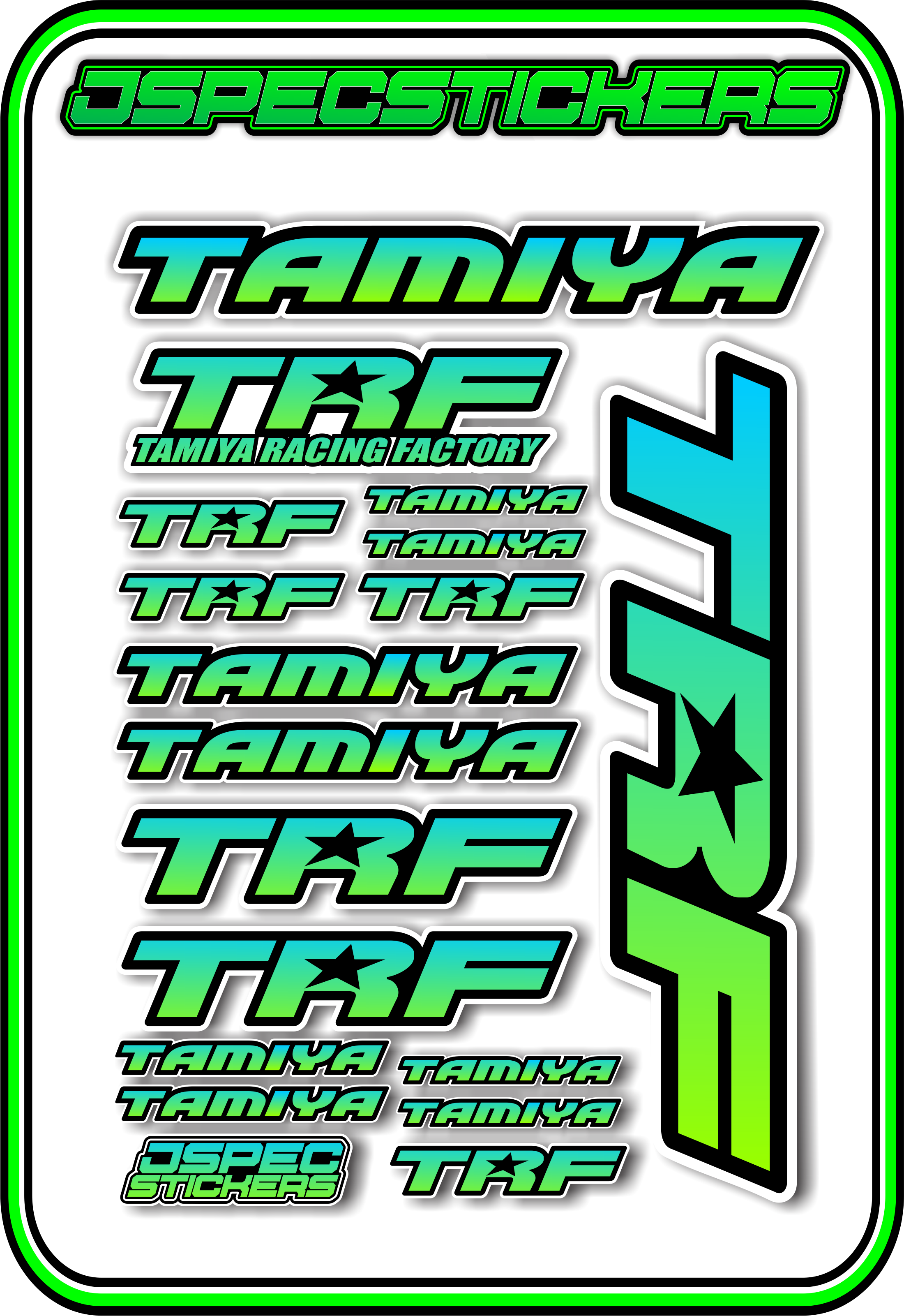 TAMIYA TRF RC STICKER SHEET A5 - Jspec Stickers