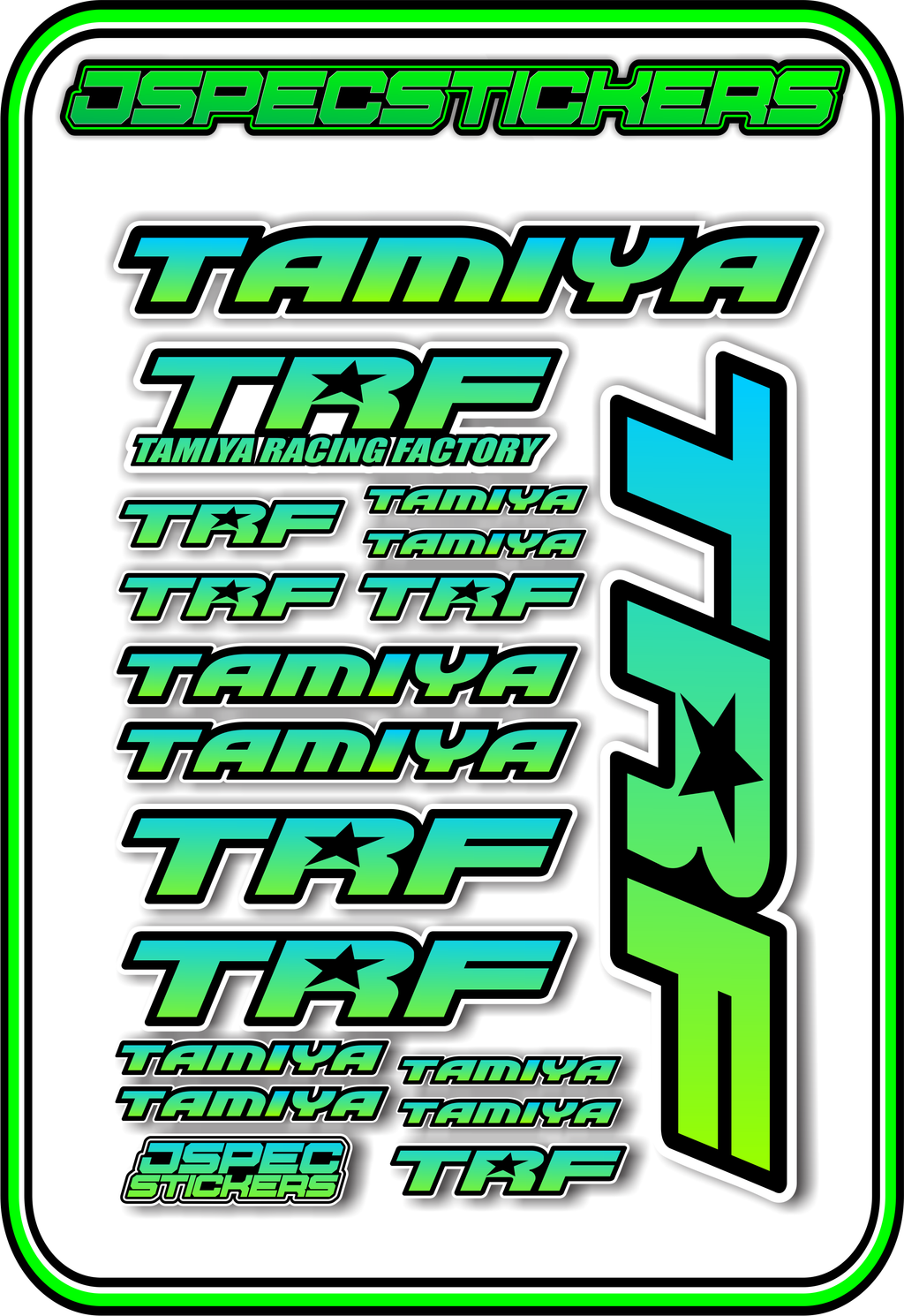 TAMIYA TRF RC STICKER SHEET A5 - Jspec Stickers