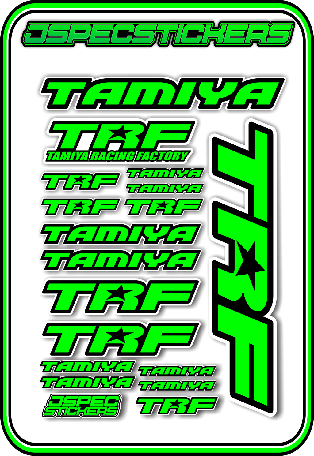 TAMIYA TRF RC STICKER SHEET A5 - Jspec Stickers