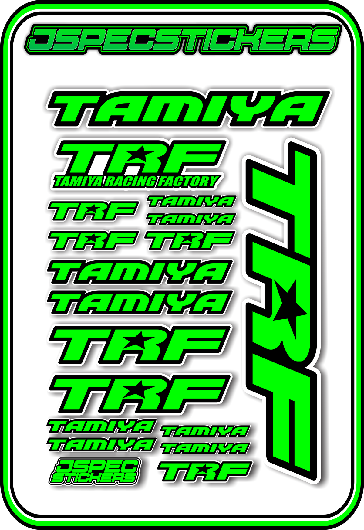 TAMIYA TRF RC STICKER SHEET A5 – Jspec Stickers