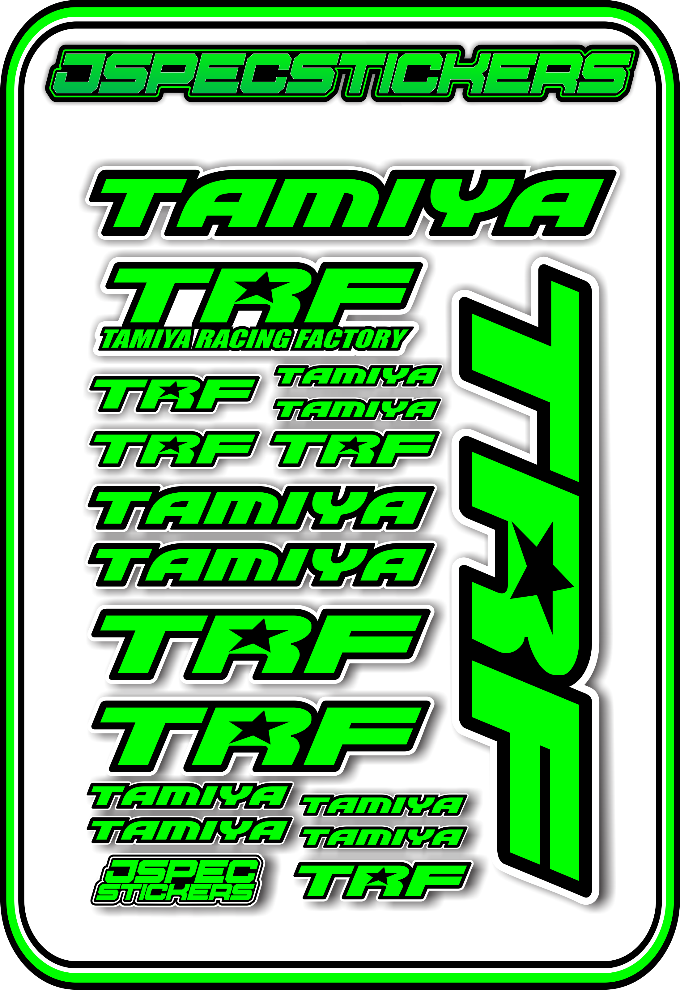 TAMIYA TRF RC STICKER SHEET A5 - Jspec Stickers