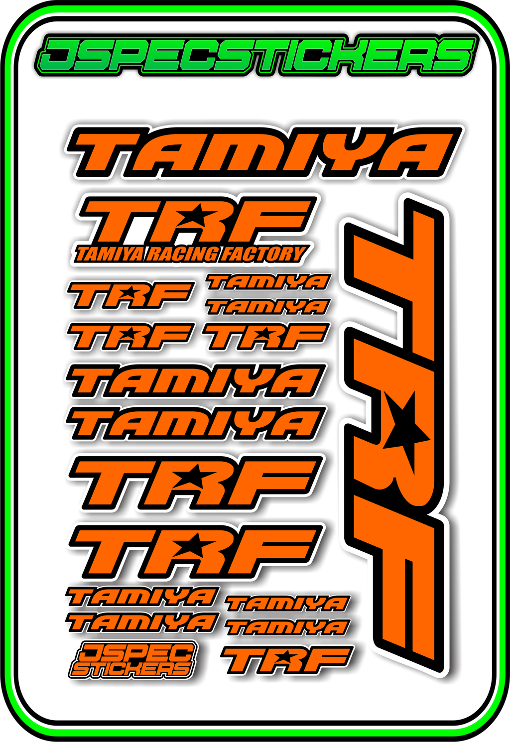 TAMIYA TRF RC STICKER SHEET A5 - Jspec Stickers