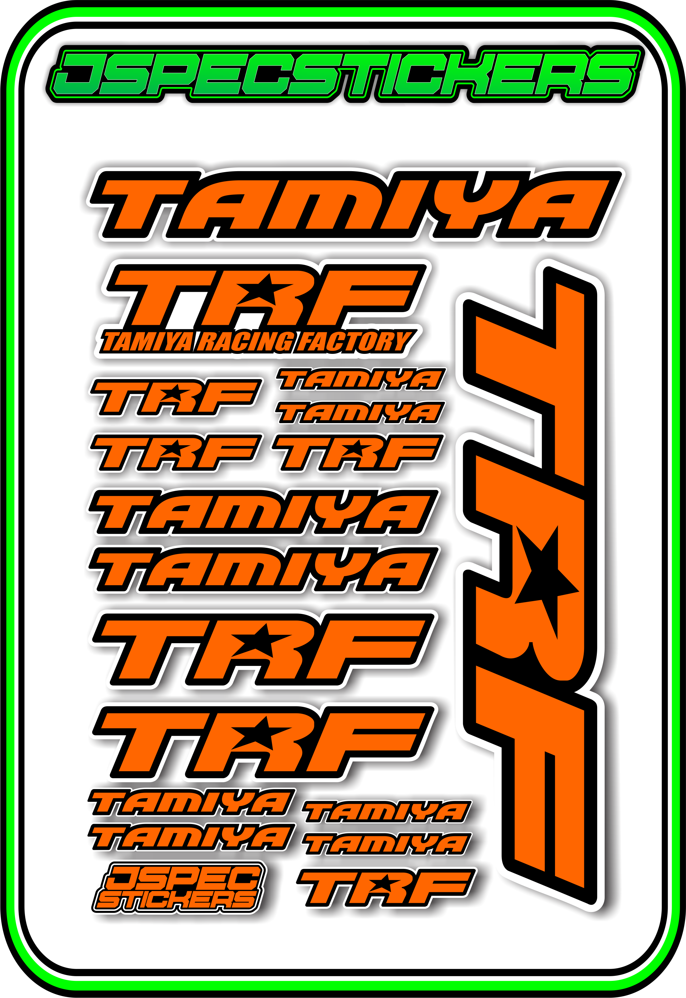 TAMIYA TRF RC STICKER SHEET A5 - Jspec Stickers