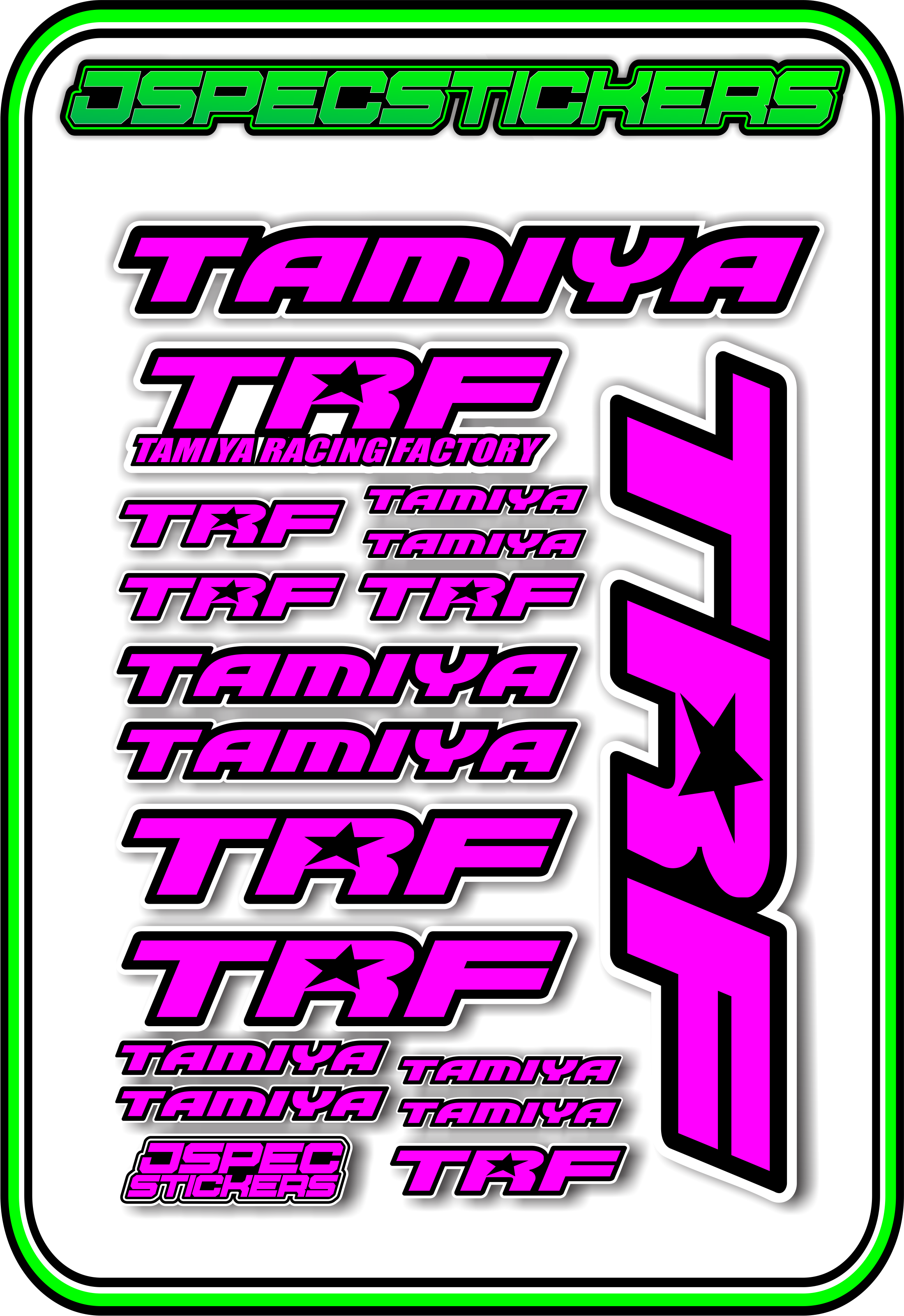 TAMIYA TRF RC STICKER SHEET A5 - Jspec Stickers