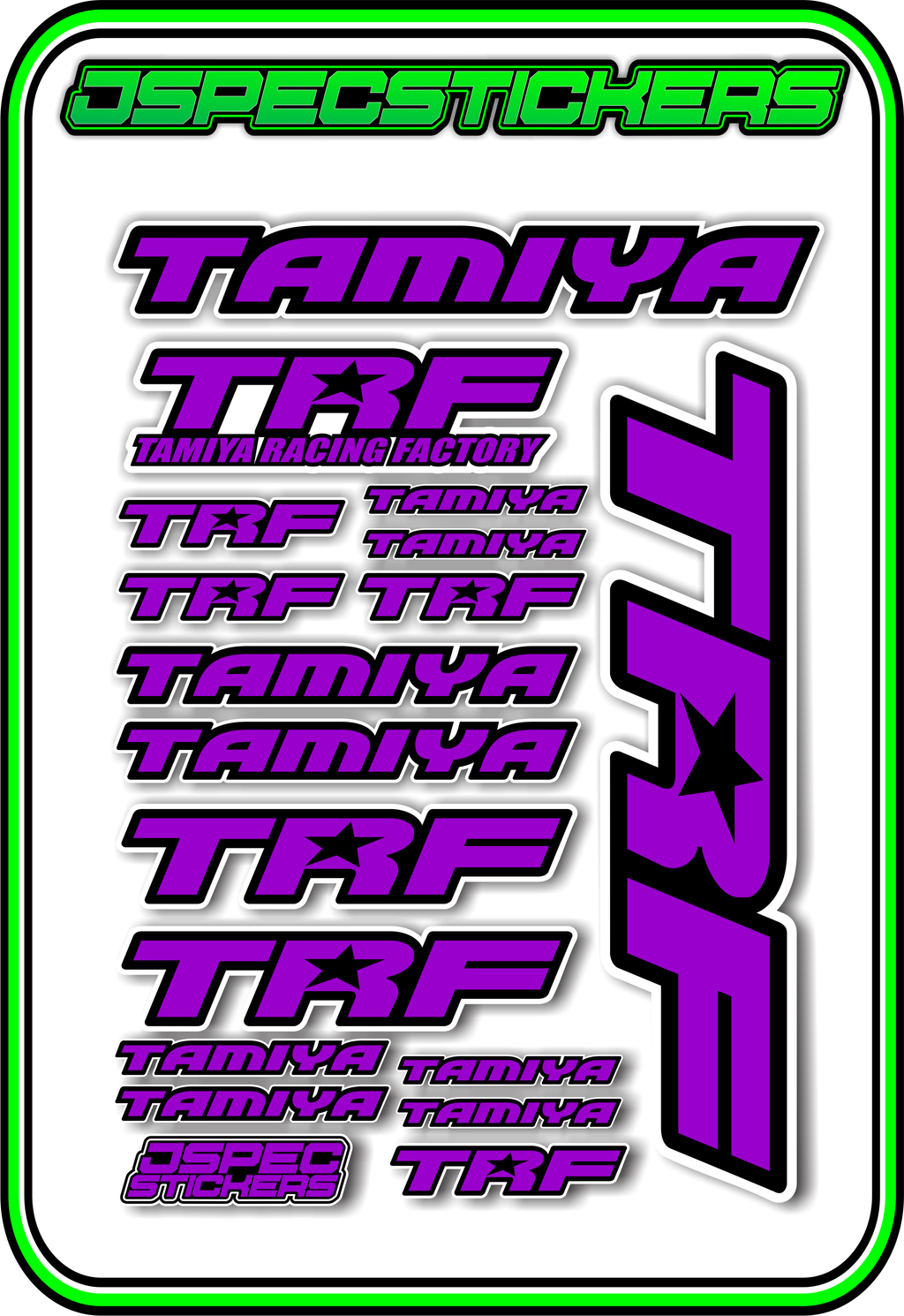 TAMIYA TRF RC STICKER SHEET A5 - Jspec Stickers