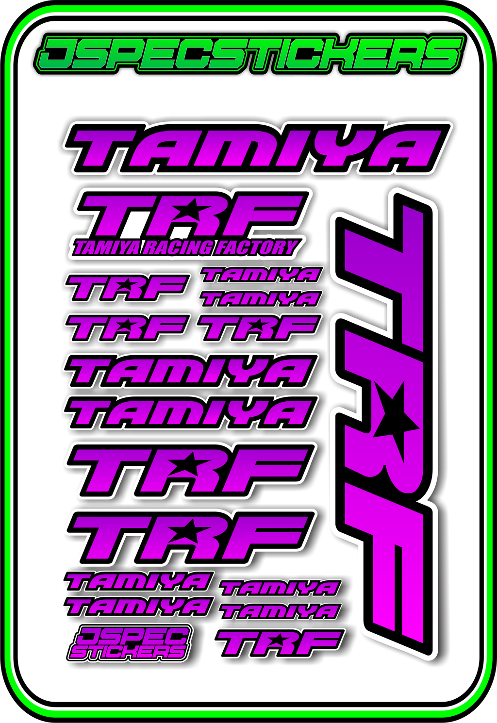 TAMIYA TRF RC STICKER SHEET A5 - Jspec Stickers