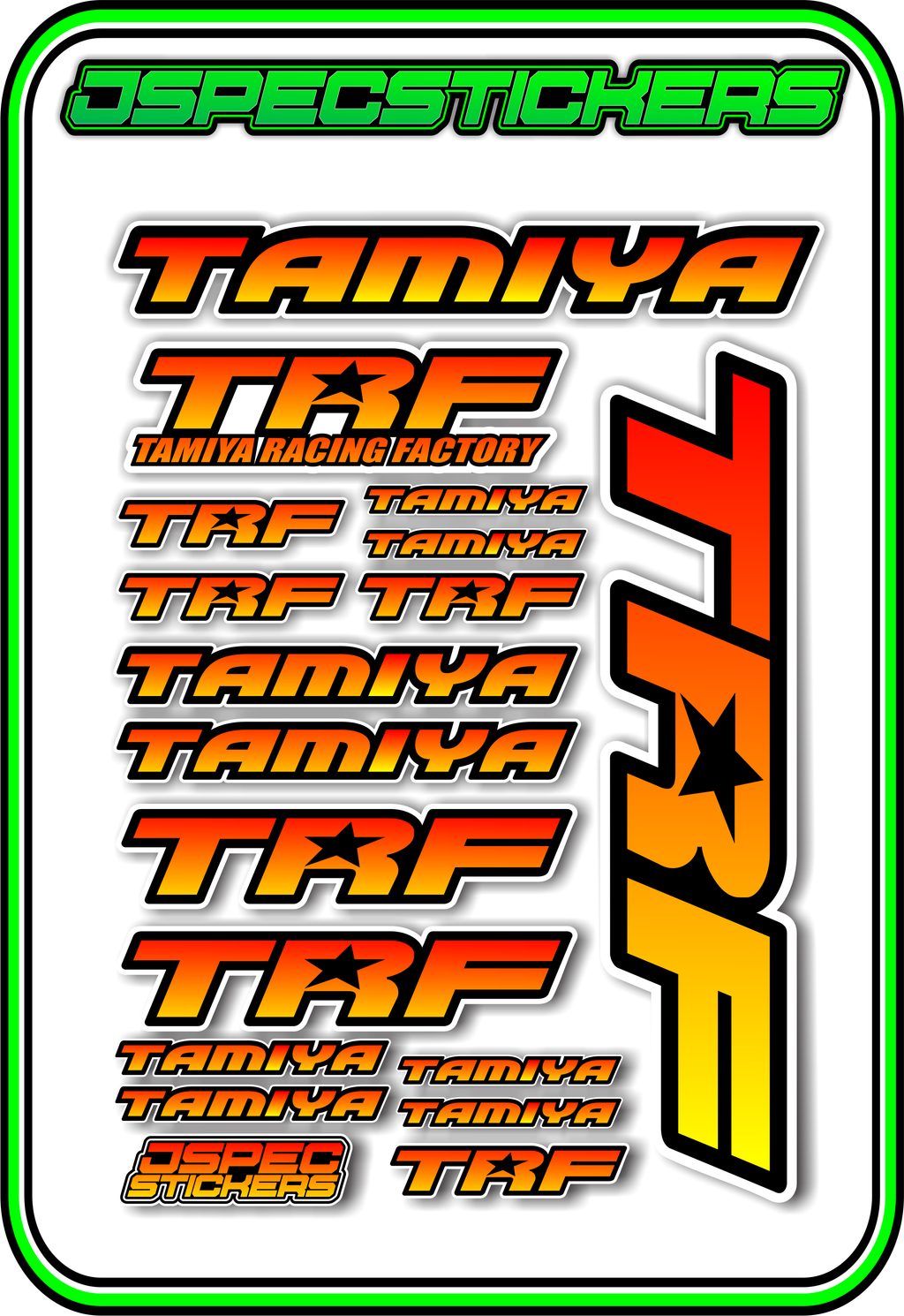 TAMIYA TRF RC STICKER SHEET A5 - Jspec Stickers