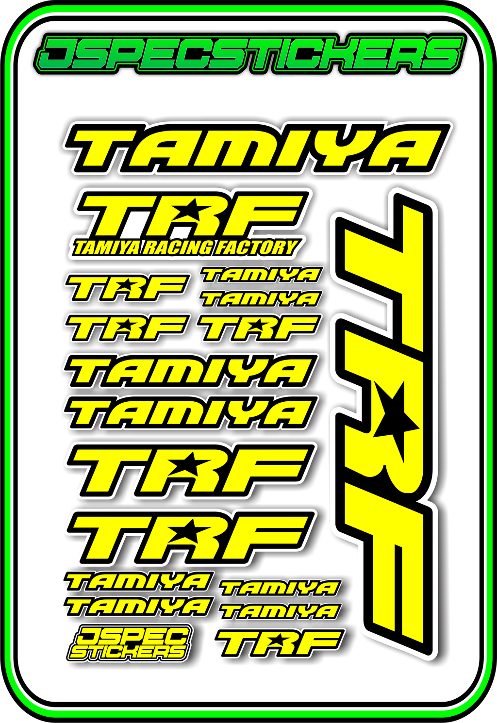 TAMIYA TRF RC STICKER SHEET A5 - Jspec Stickers