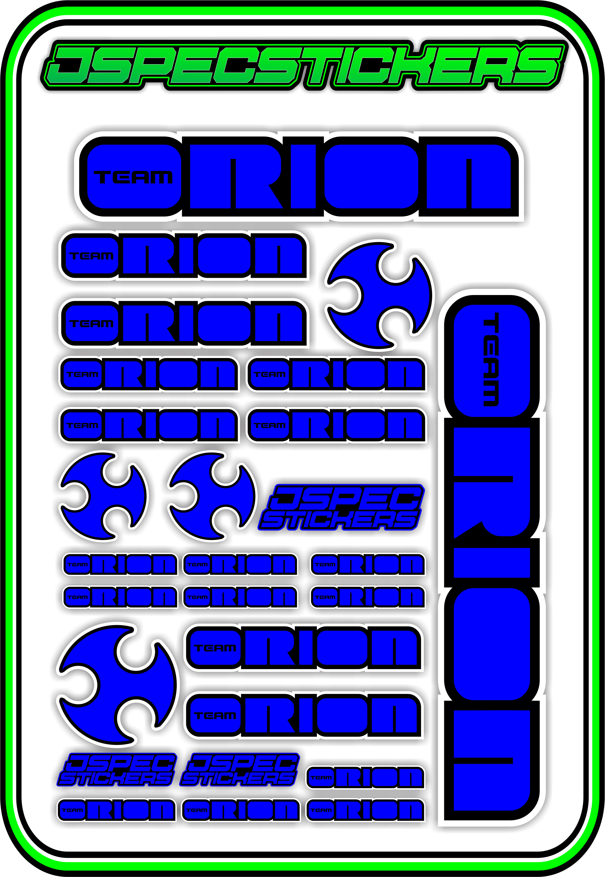 TEAM ORION RC STICKER SHEET A5 - Jspec Stickers