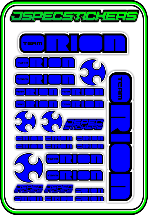 TEAM ORION RC STICKER SHEET A5 - Jspec Stickers