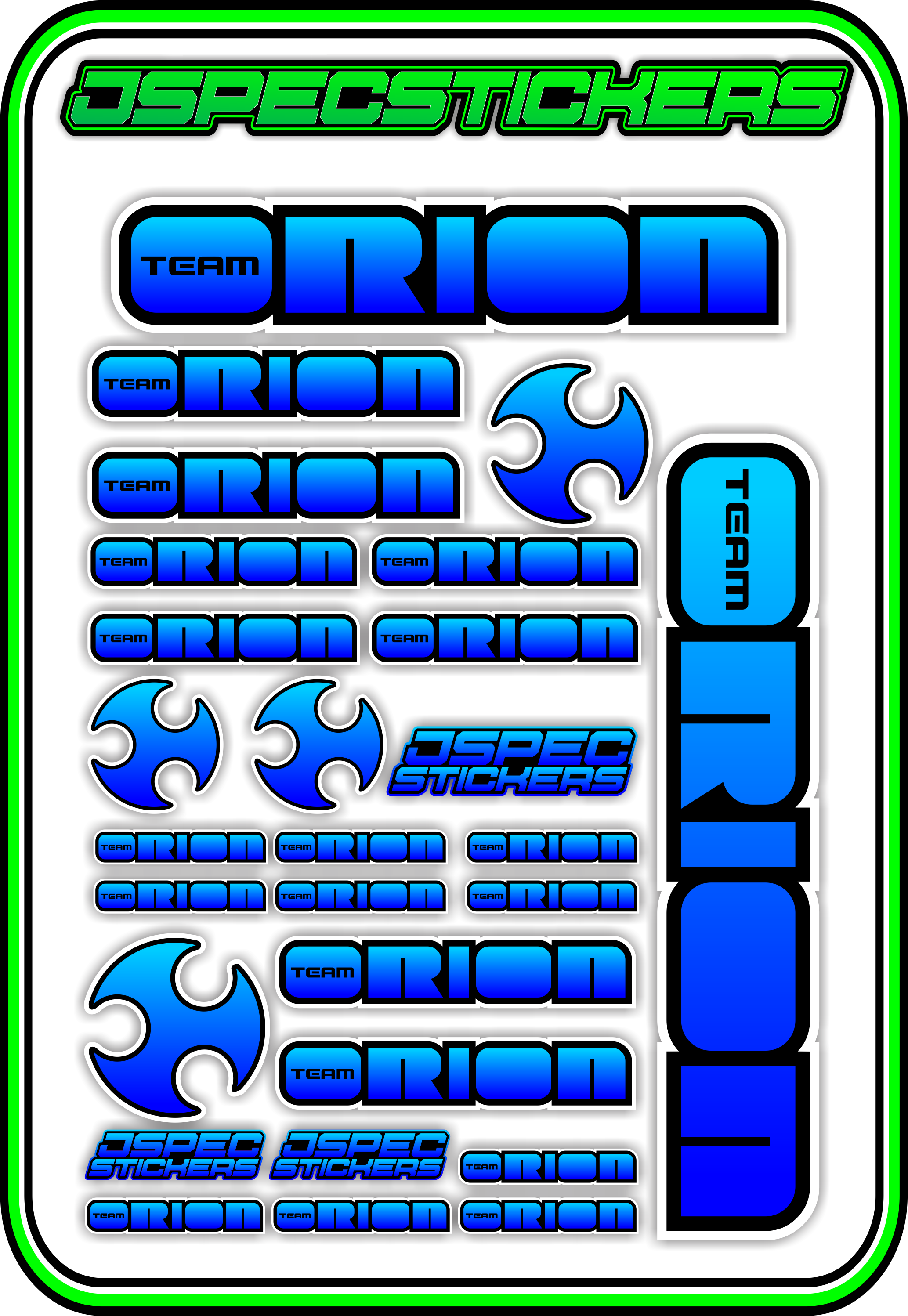 TEAM ORION RC STICKER SHEET A5 - Jspec Stickers