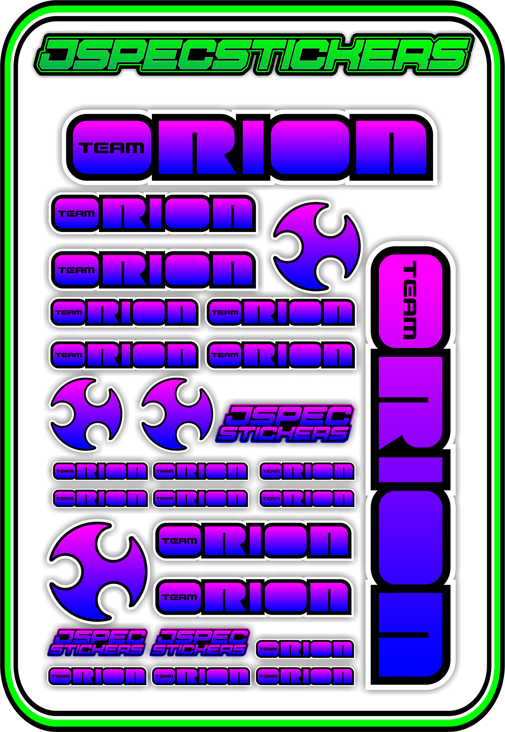 TEAM ORION RC STICKER SHEET A5 - Jspec Stickers
