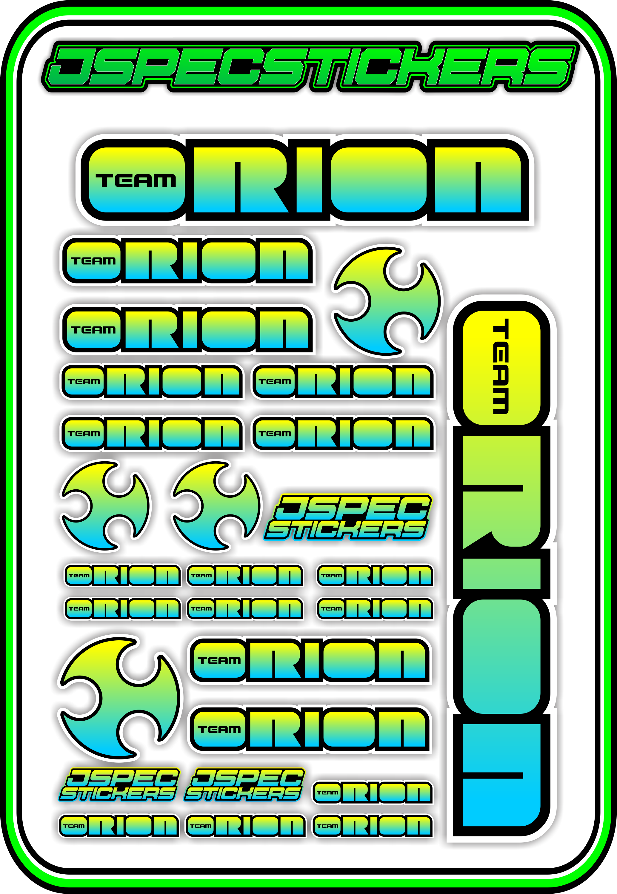 TEAM ORION RC STICKER SHEET A5 - Jspec Stickers