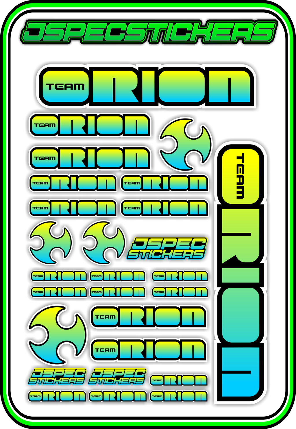 TEAM ORION RC STICKER SHEET A5 - Jspec Stickers