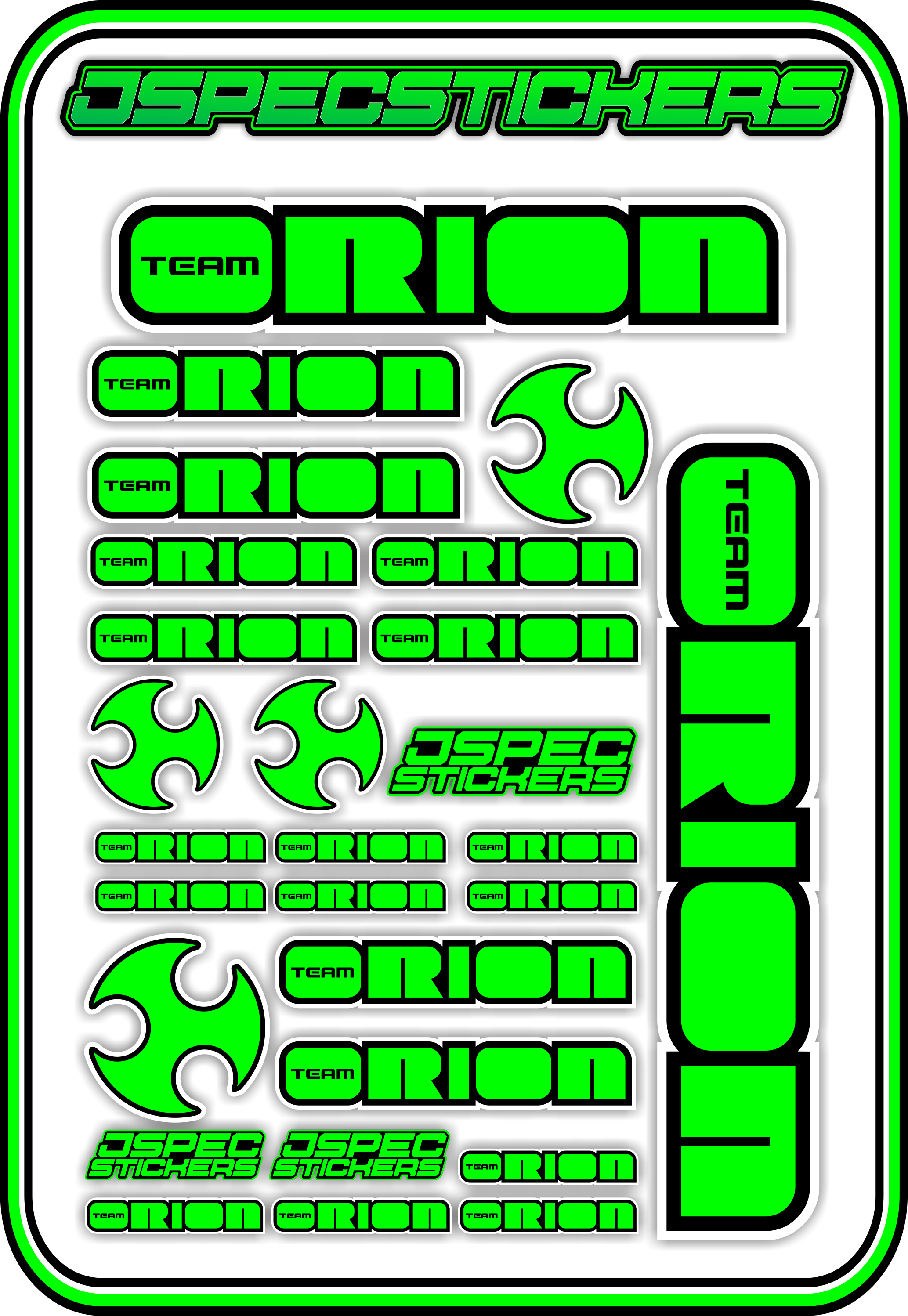 TEAM ORION RC STICKER SHEET A5 - Jspec Stickers