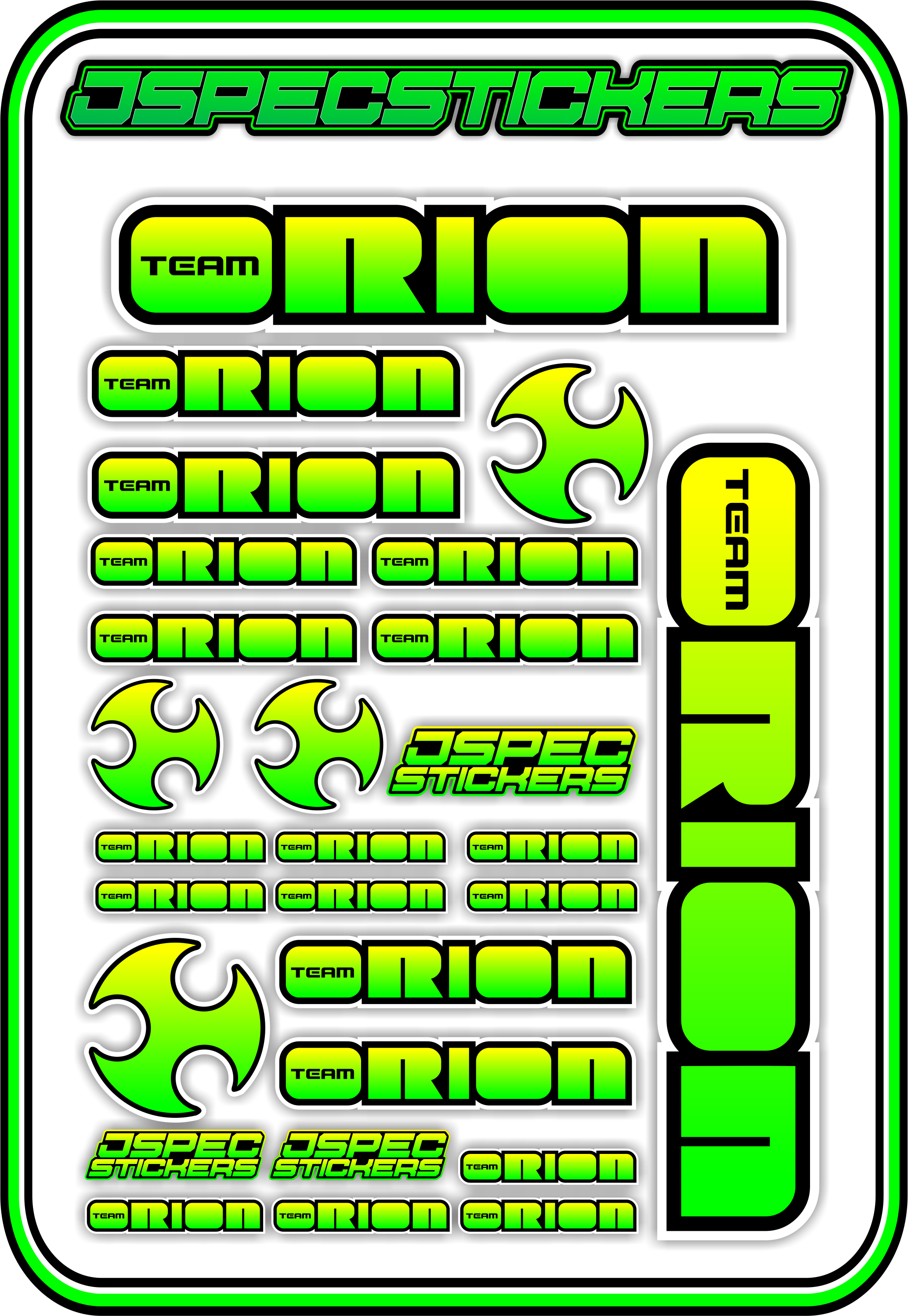 TEAM ORION RC STICKER SHEET A5 - Jspec Stickers