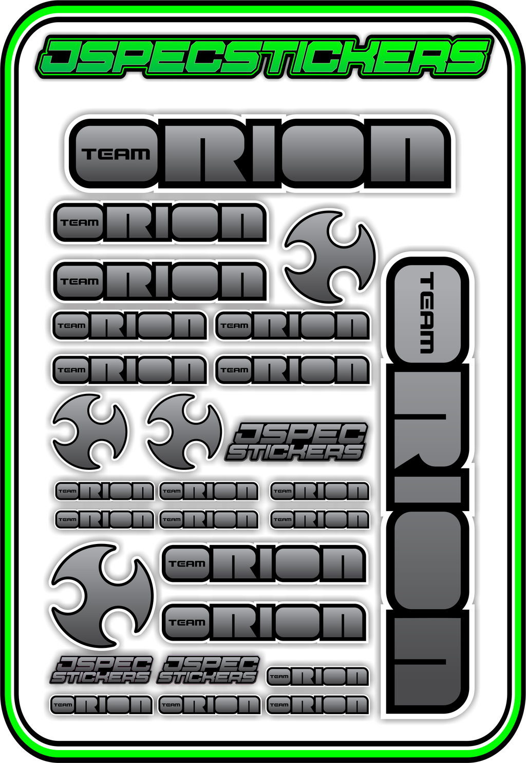 TEAM ORION RC STICKER SHEET A5 - Jspec Stickers